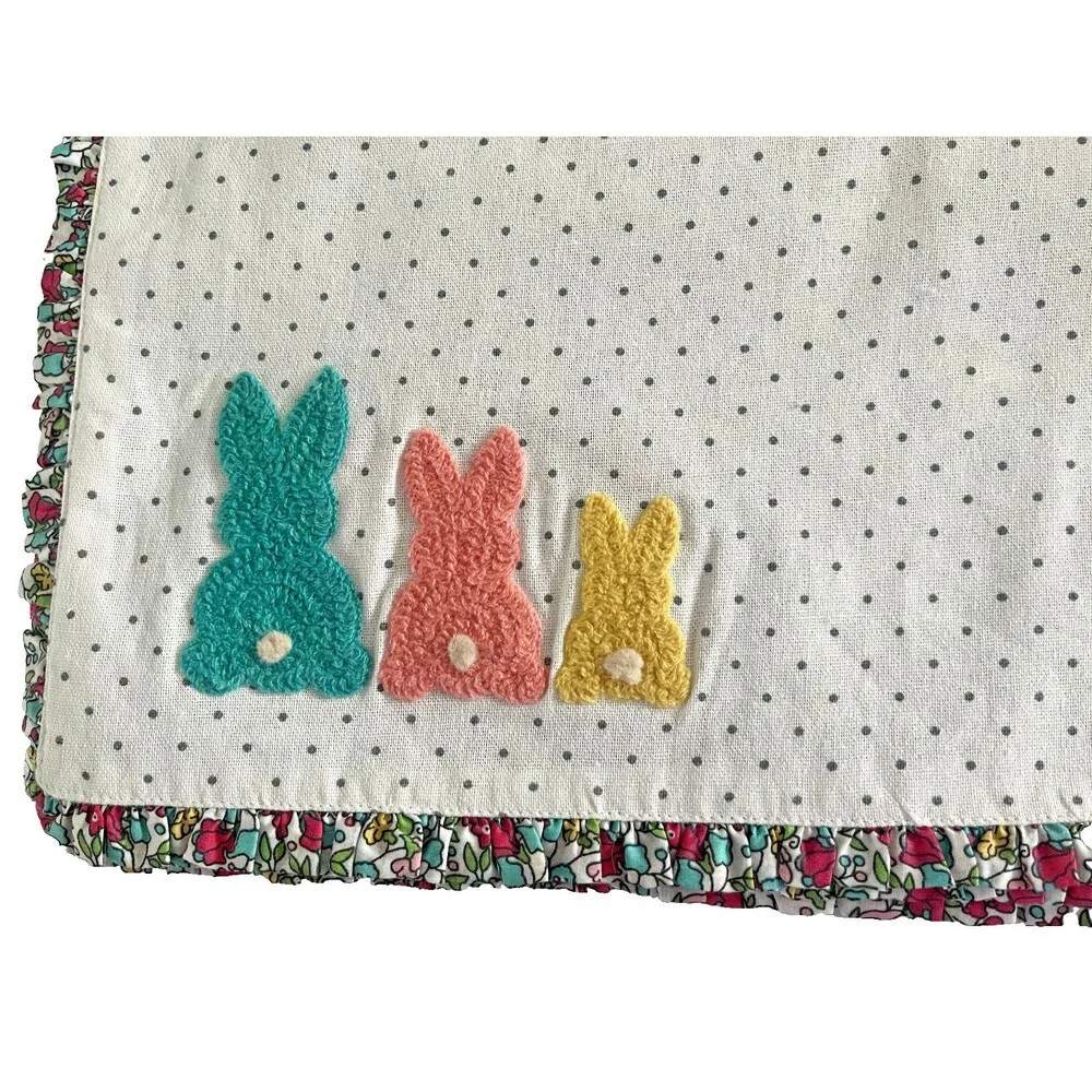 Cynthia Rowley Easter Bunny Placemats Reversible Flowers Holiday Set of 4